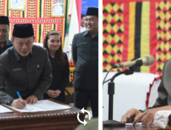 Hendry Rosyadi, SH,.MH ketua DPRD kabupaten Lamsel, Saat teken LKPJ Bupati tahun 2023