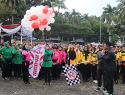 Hari Bhayangkara ke-78 , Perkuat Sinergitas, Polres Lamsel Olahraga Bersama