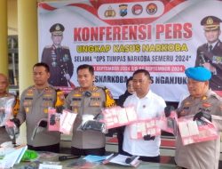 Polres Nganjuk Gelar Konferensi Pers Tindak Kasus Operasi Tumpas Narkoba Semeru 2024