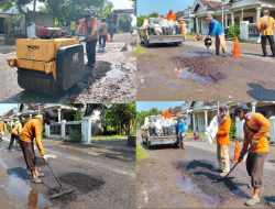 Demi Kenyamanan Pengguna Jalan, Dinas PUPR Nganjuk Lakukan Penambalan Jalan Berlubang