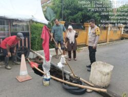 Jalan Amblas di Kedungwringin Banyumas, Polisi dan Pemdes Lakukan Penanganan Cepat